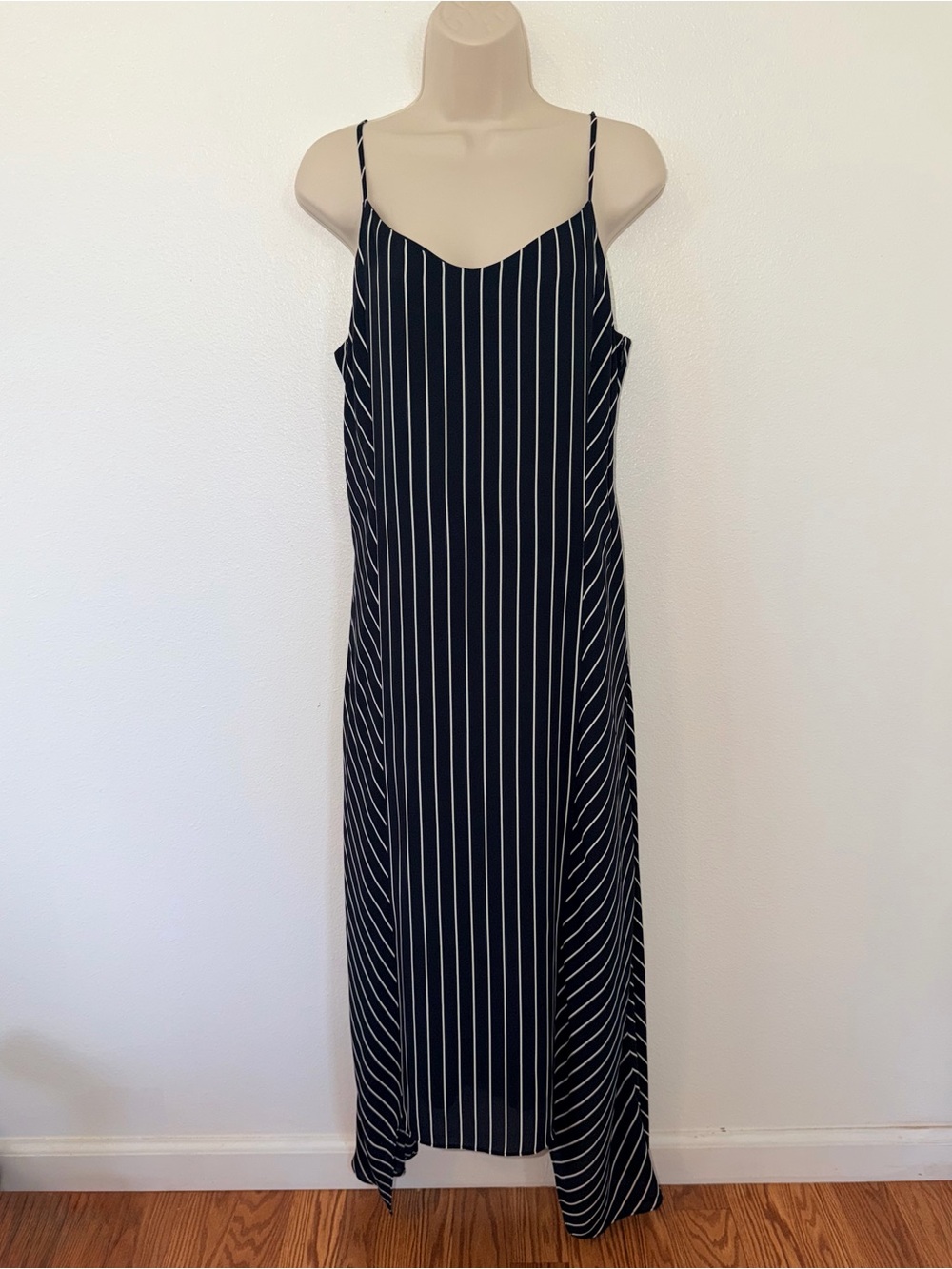 Banana Republic Navy and White Pinstripe Maxi Slip Dress
